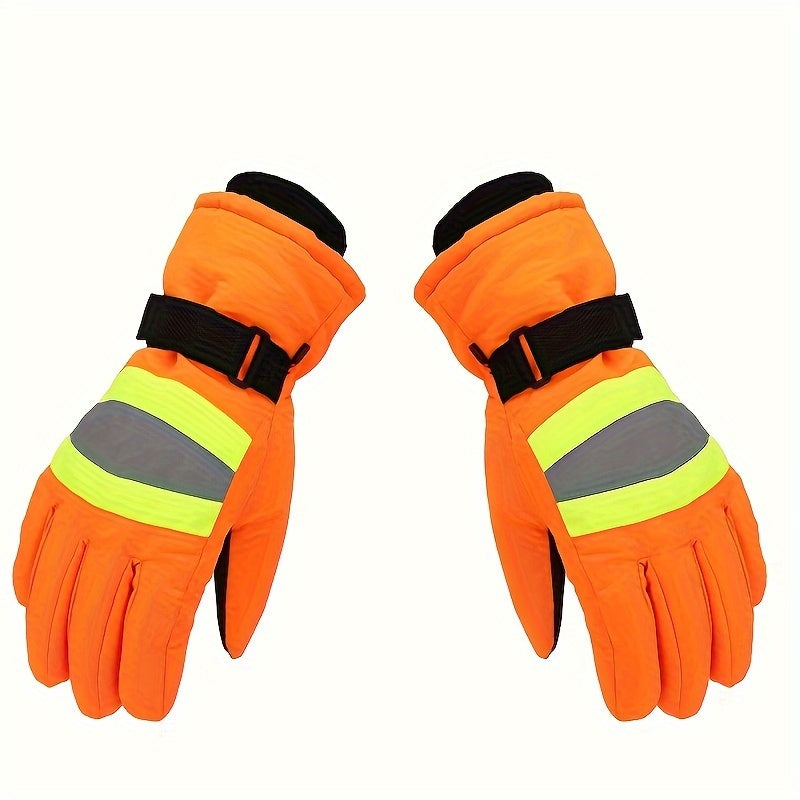 1 Pair Winter Thickened Warm Gloves Windproof Cold Resistant Hand Washable Woven Polyester Fiber For Outdoor Work Hiking Skiing Cycling