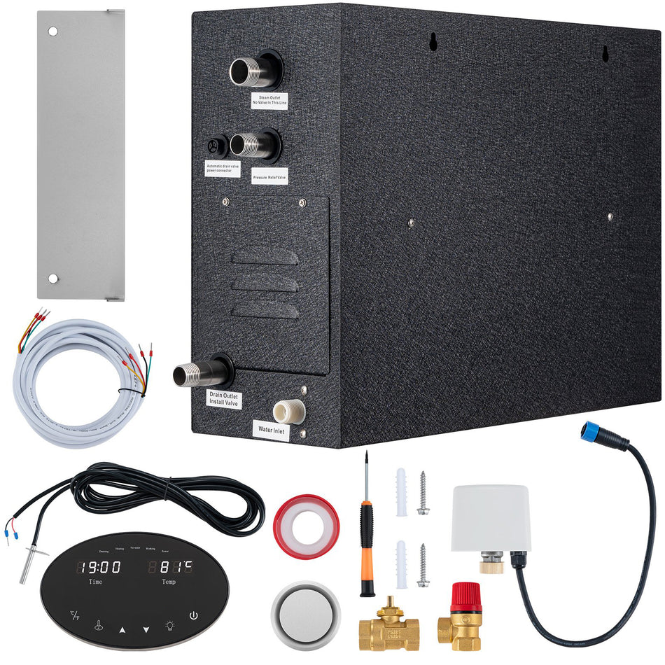 12Kw Steam Shower Generator Segmented Heating Temperature Customization 24H Timer Steam Kit Automatic Drainage Home Steam Shower System
