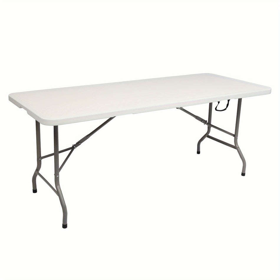 1 Pc 6Ft Heavy Duty Portable Folding Table With Handle   Desk Drawer Organizers For Outdoor Camping Picnic Party No Electricity Needed Space Saving Compact Lightweight Easy To Carry Versatile And Durable Design
