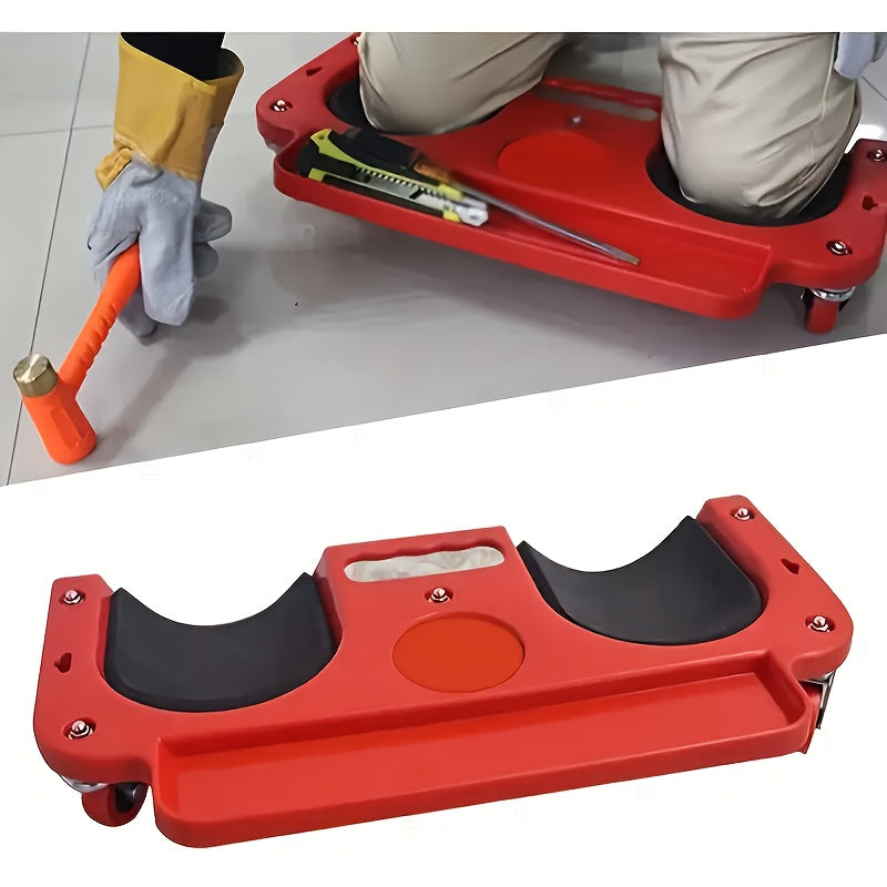 1 Rolling Knee Pad Platform With Wheels Abs Material Multifunctional Built In Tool Tray Comfortable Knee Pad For Machinists Carpenters Flooring And Auto Repair Fathers Day Gift For Men Color Red