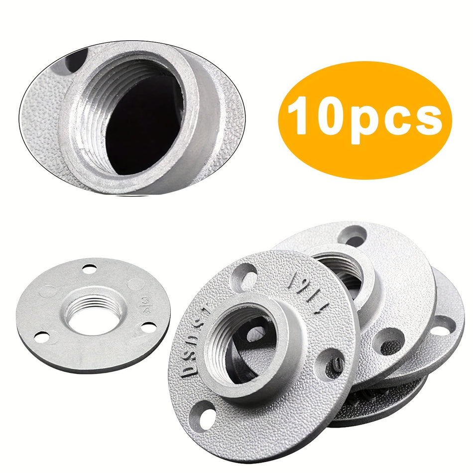 10 Pack Alloy Flange Pipe Fittings 34 Inch Threaded Round Corner Head Right Hand Thread Cutout Groove Screw Set For Diy Crafts Kitchen Bedroom Bar Restaurant Decor