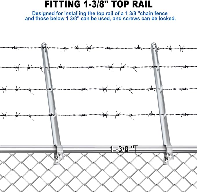 10 Pack Barbwire Arm Extensions For Chain Link Fence 25 Barbed Wire Extend Arm For 1 38 Top Rail Galvanized Steel Fence Extension With 4 Hooks