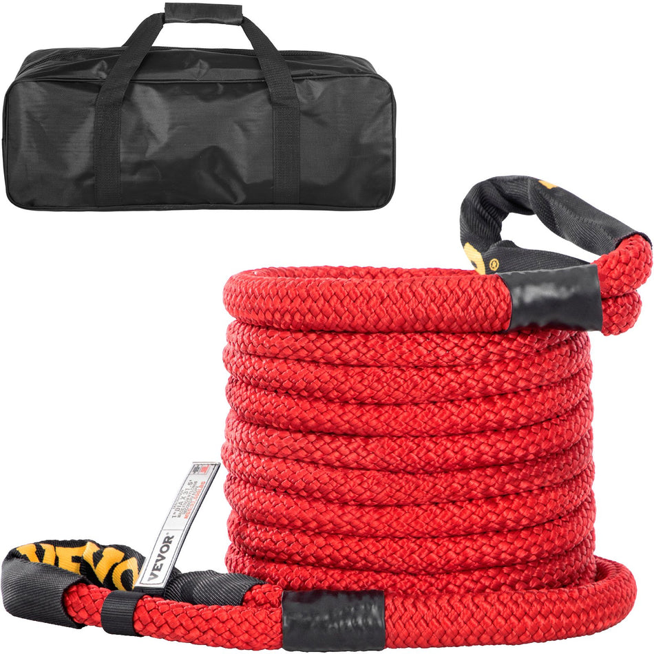 1 X 315 Recovery Tow Rope 33500 Lbs Heavy Duty Nylon Double Braided Kinetic Energy Rope W Loops And Protective Sleeves For Truck Off Road Vehicle Atv Utv Carry Bag Included Red