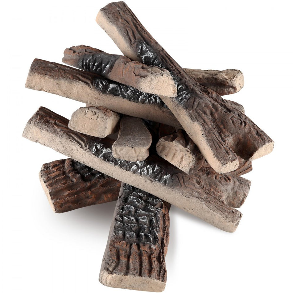 10 Pcs Gas Fireplace Logs Large Ceramic Logs For Fireplace Decorative Heat Resistant Wood Log Gas Realistic Logs Stackable Wood Branches For Gas Fireplace Firebowl Indoor Or Outdoor