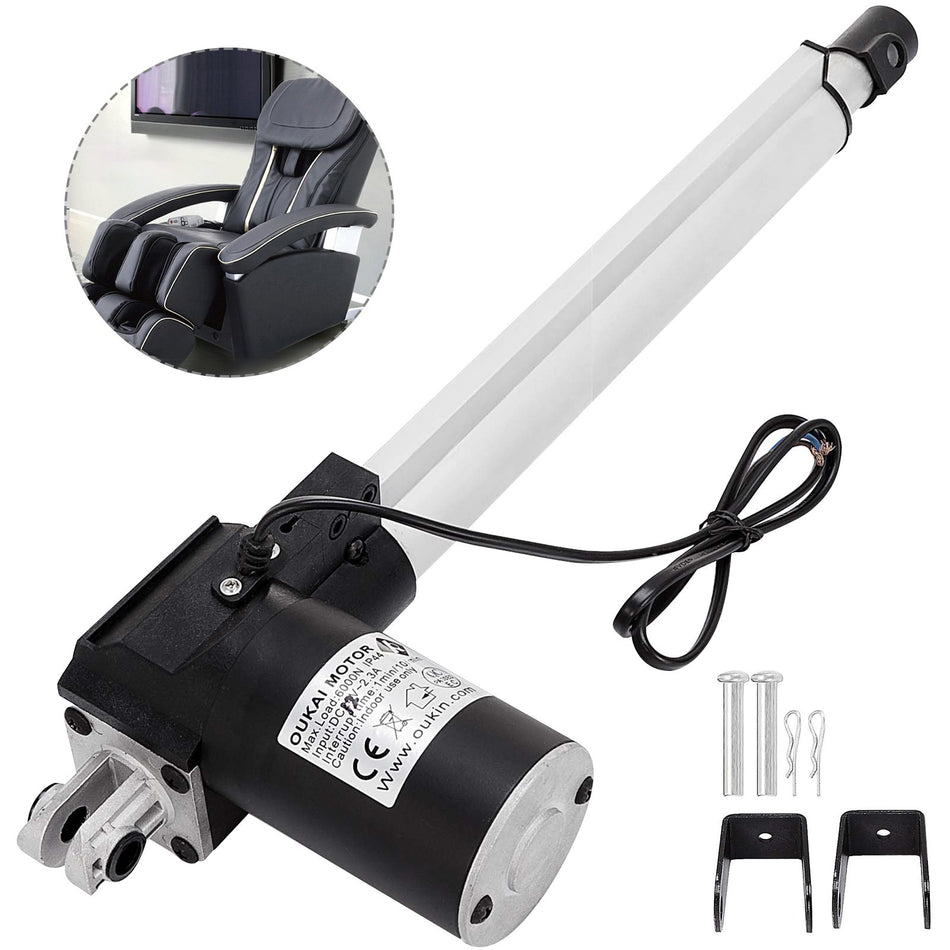 10 Inch Stroke Electric Actuators Dc 12V With Mounting Bracket Heavy Duty 6000N1320Lb Actuators For Recliner Tv Table Lift Massage Bed Electric Sofa
