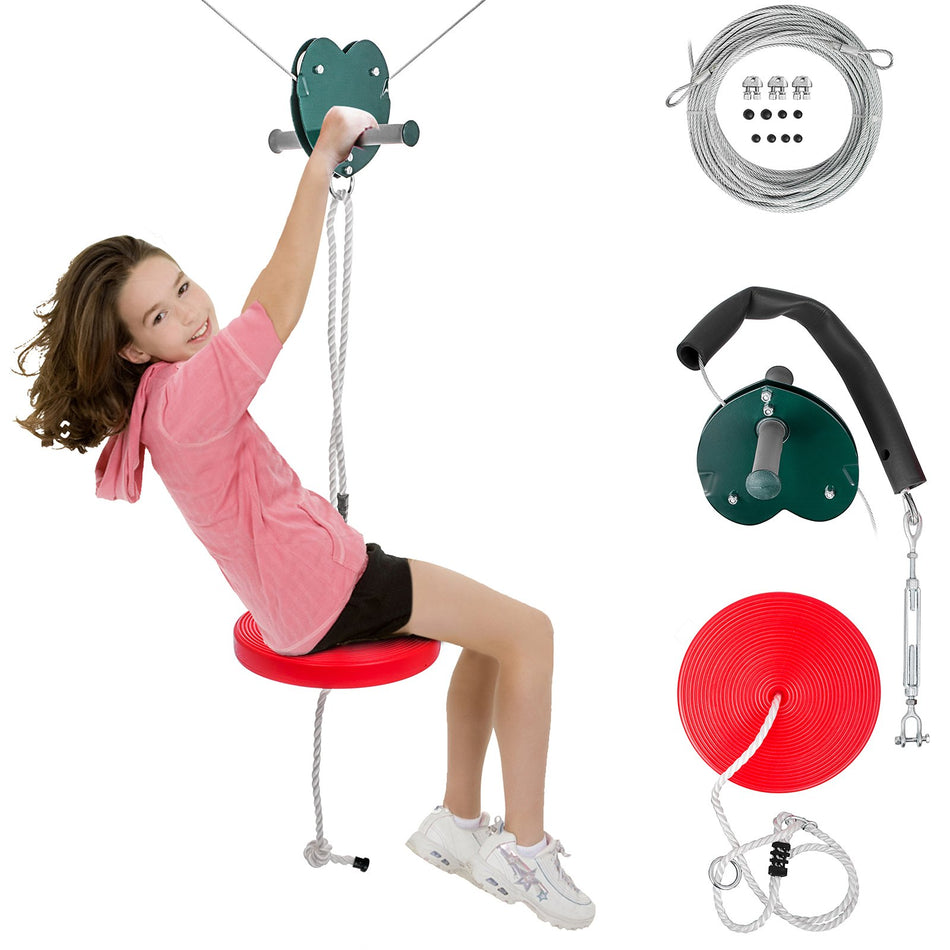 Zipline Kit 100Ft Ultimate Zip Line Kit Toys With Seat Trolley Stainless Steel
